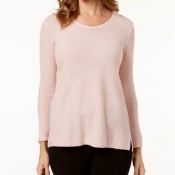 NWOT - Karen Scott Cotton Textured Tunic Top Pink - Picture 2 of 5